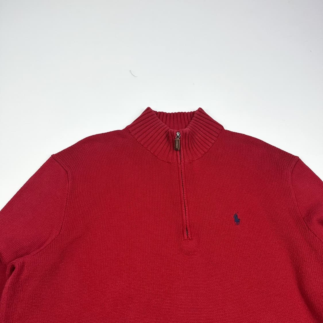 폴로 랄프로렌 포니 레드 반집업 니트 (L) 상품이미지1
