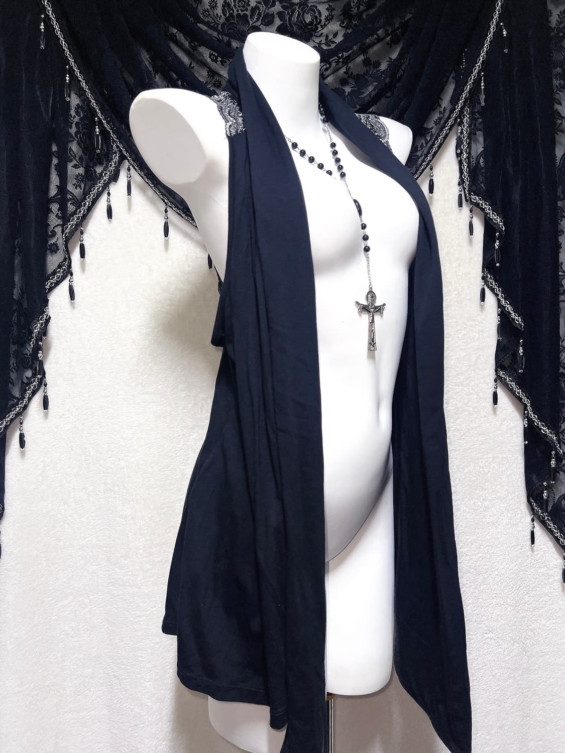 다크페어리 오리엔탈 로맨틱고딕 고스펑크 레이스 로브 핀터 레이어드 베스트 상품이미지4