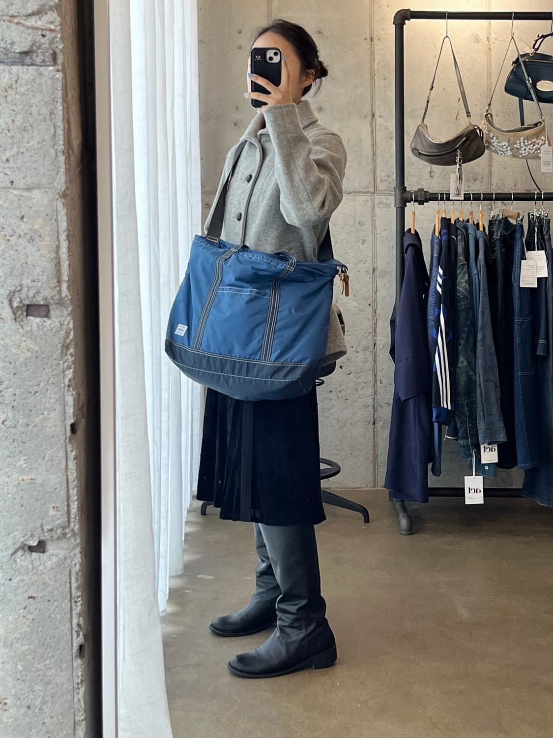 포터 스티치 호보백 블루 상품이미지9