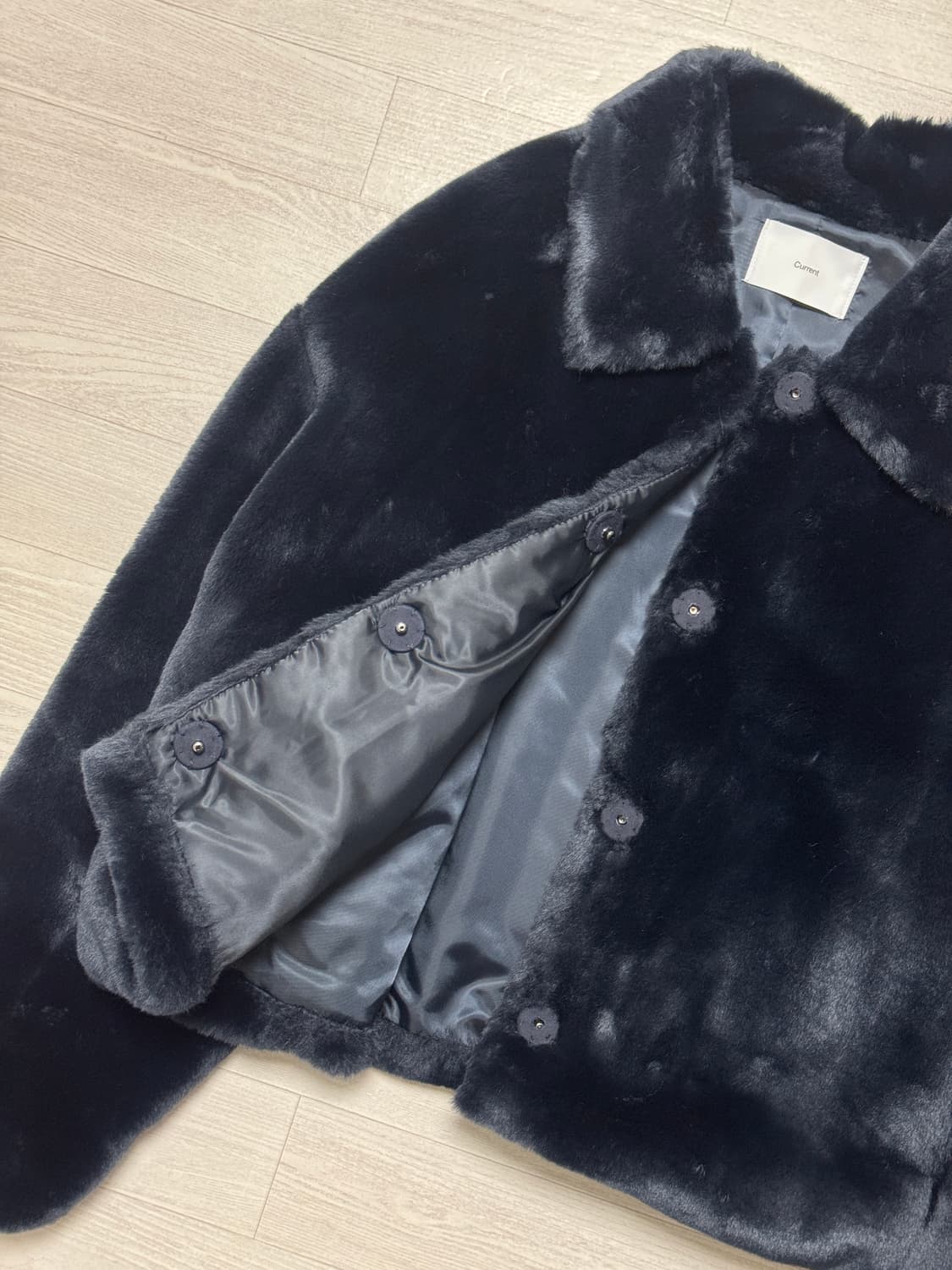 커렌트 퍼 크롭 자켓 네이비 상품이미지7