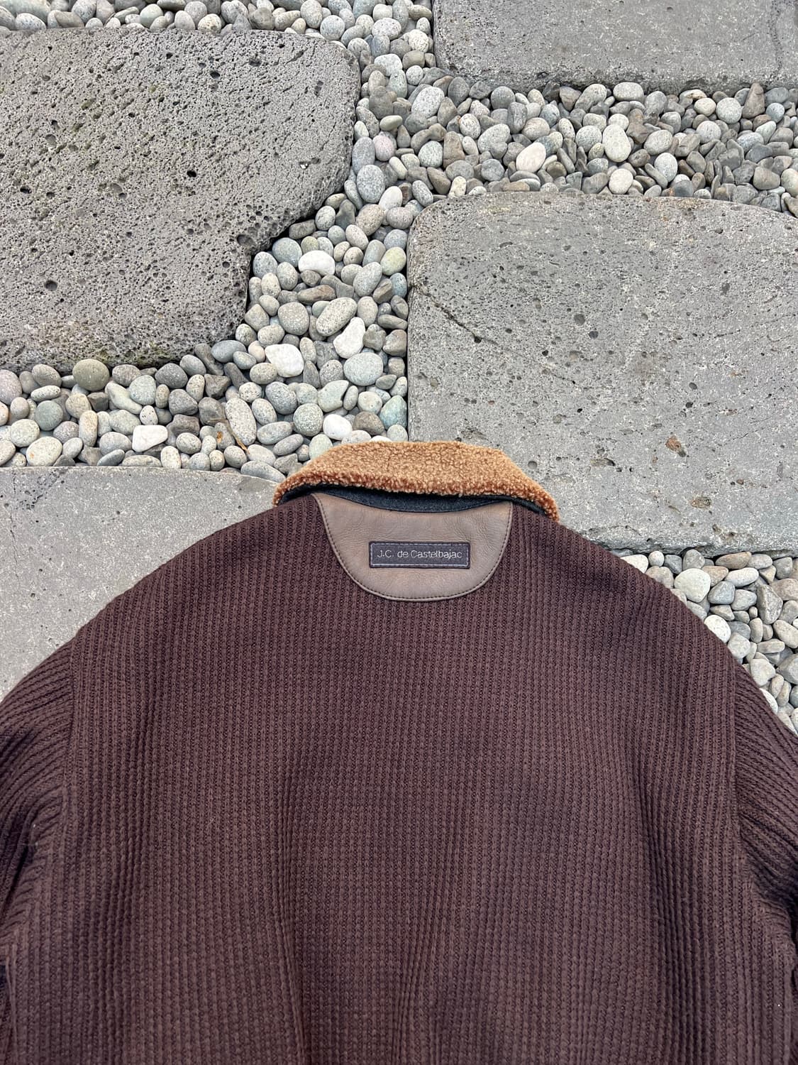 VINTAGE Jc De Castelbajac 카스텔바작 가죽 니트 봄버 상품이미지7