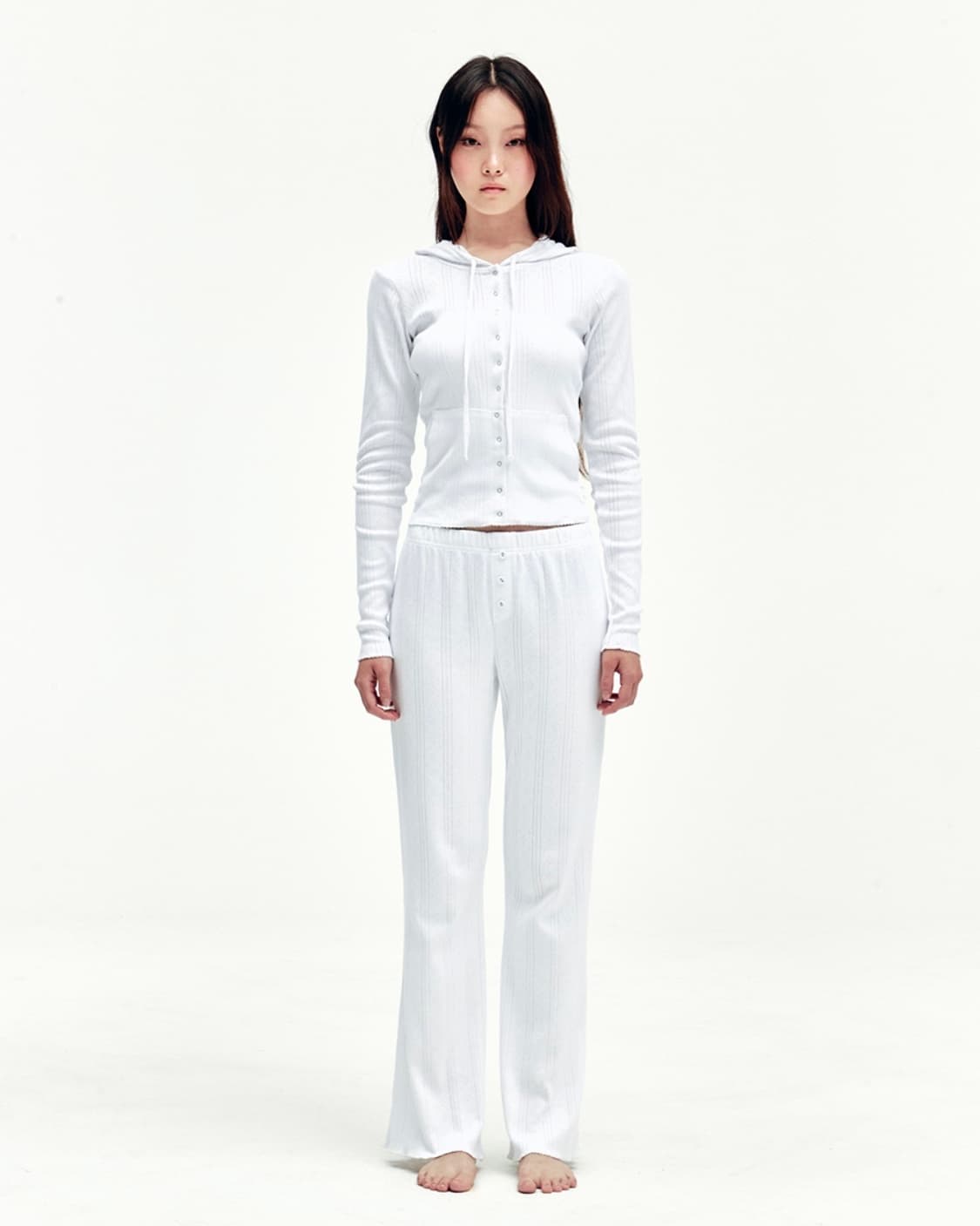 유희 아일렛 부츠컷 팬츠 화이트 EYELET BOOTSCUT PANTS 상품이미지5