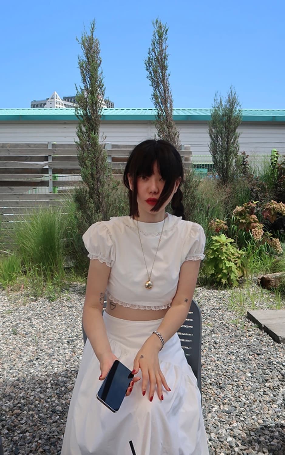 프레클 레이스 크롭 블라우스 lace trim crop blouse 상품이미지2