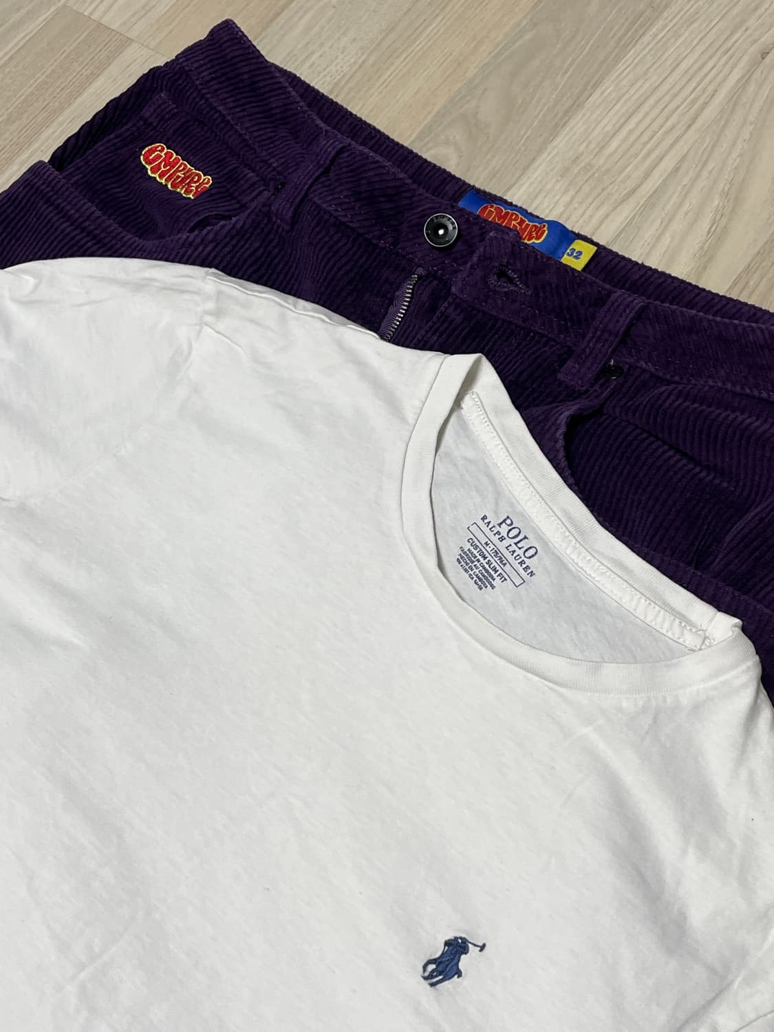 POLO 랄프로렌 흰색 티셔츠 + 엠파이어코듀로이 베기팬츠 상품이미지1