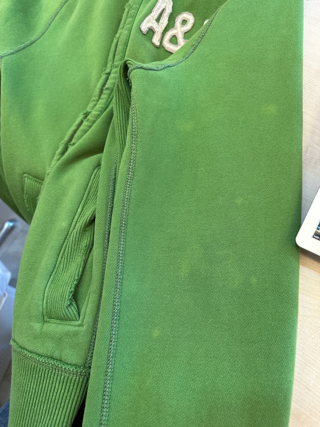 M) 아베크롬비 희귀 빈티지 그린 기모 집업 져지 머슬핏 상품이미지7