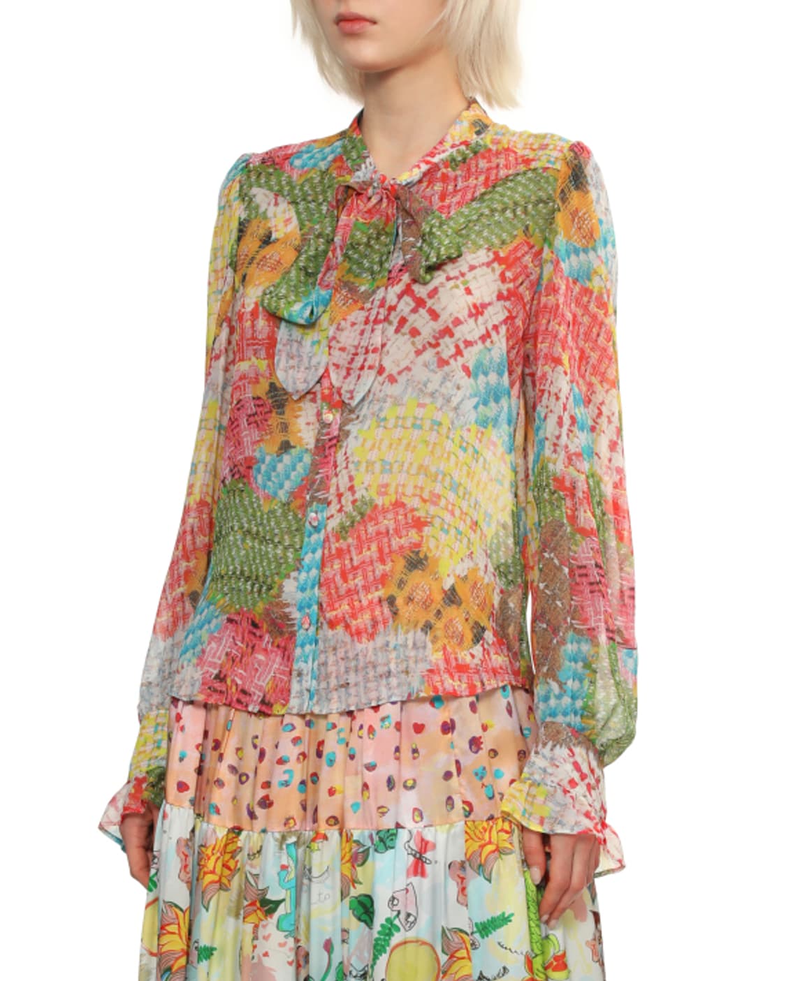 새상품 Tsumori Chisato 패치워크 리본 셔츠 2/3size 상품이미지5