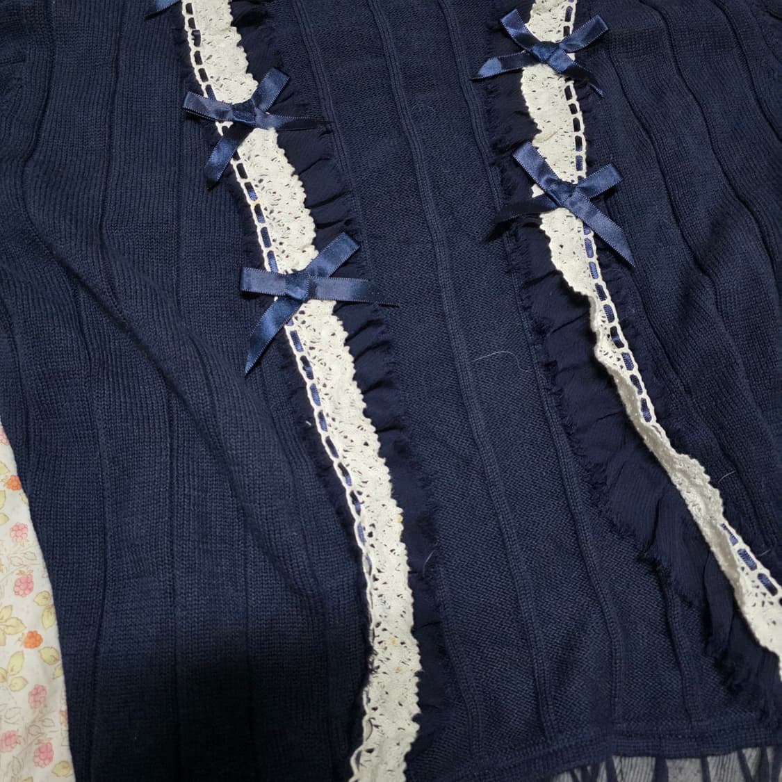 빈티지 로걀 레이스 빅 리본 로걀탑 가디건 세트 히메갸루 리즈리사깔 상품이미지6