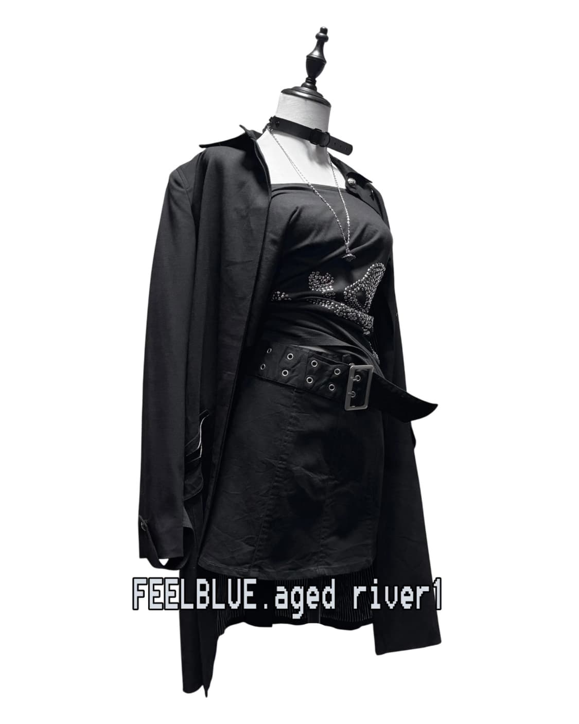Skull Stud Top & Belt Skirt Gothic Set 상품이미지4