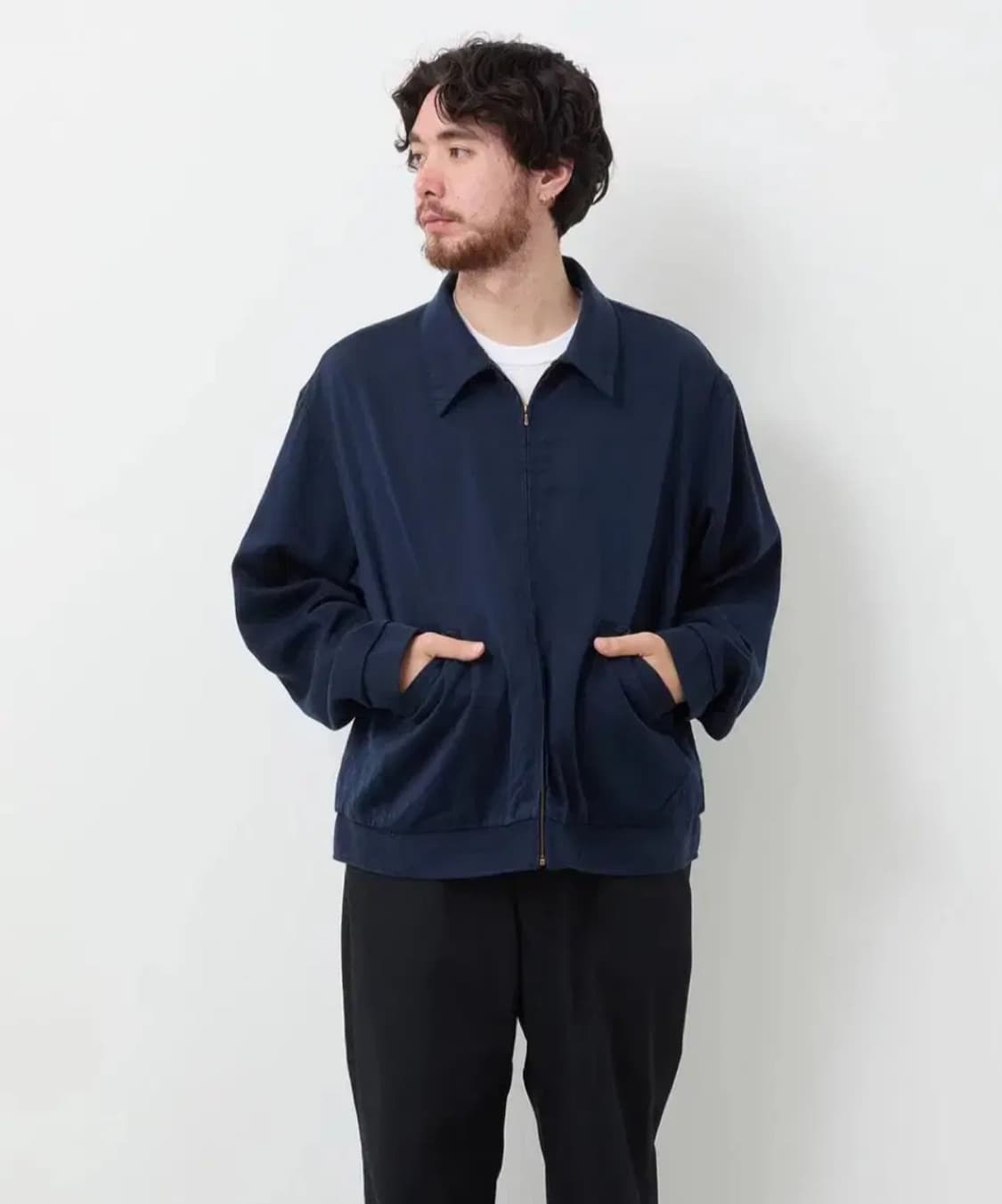 [2] 26SS 아프레쎄 워시드 실크 레이온 개버딘 자켓 네이비 상품이미지2