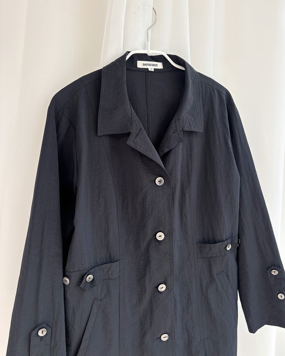 Harpers Bigot 밑단 맞주름 윈드브레이커 롱 자켓 상품이미지3