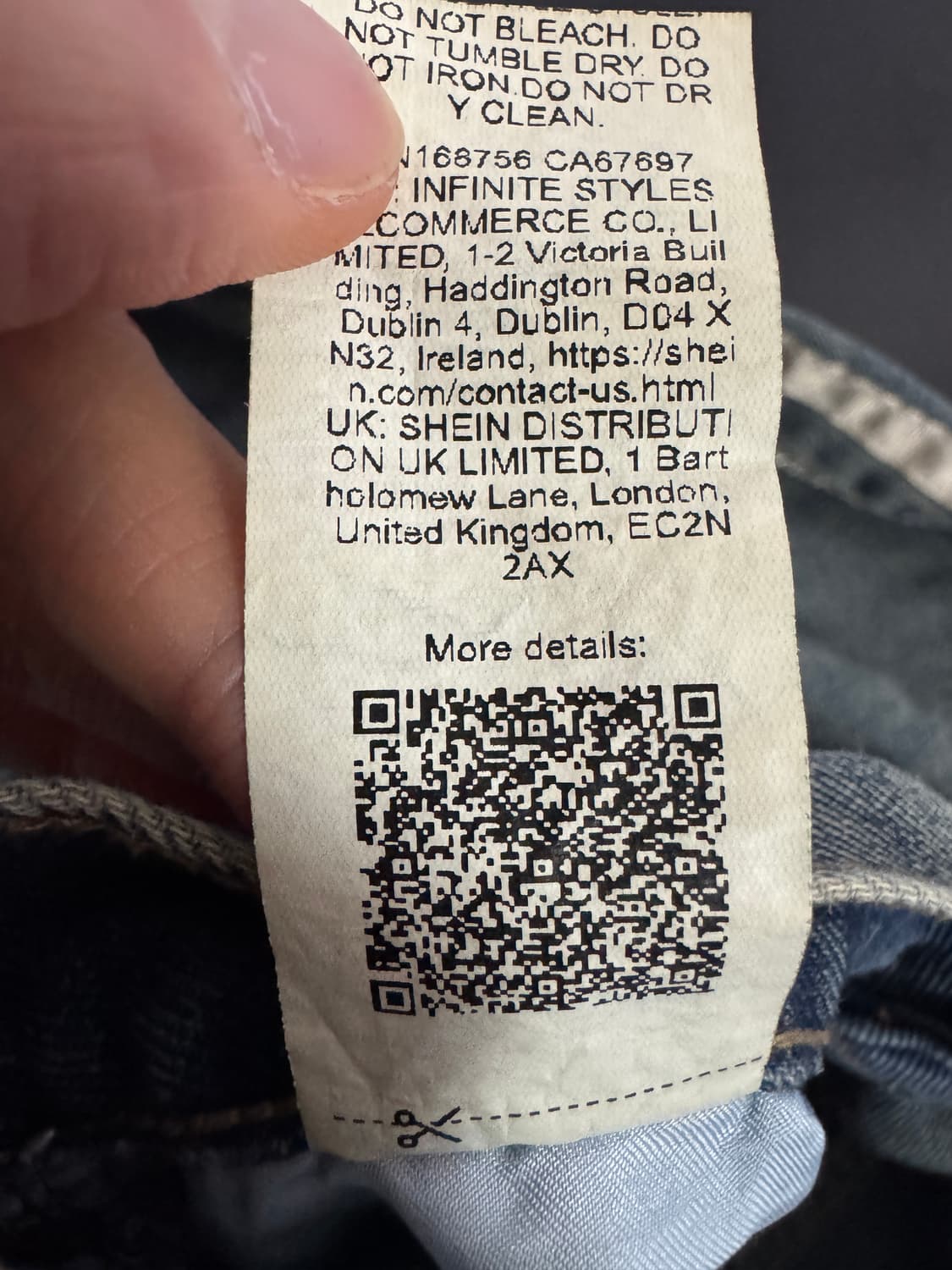 여성 Dazy 빈티지 녹 워싱 리본 묶음 트랙 와이드 데님팬츠 L 상품이미지5