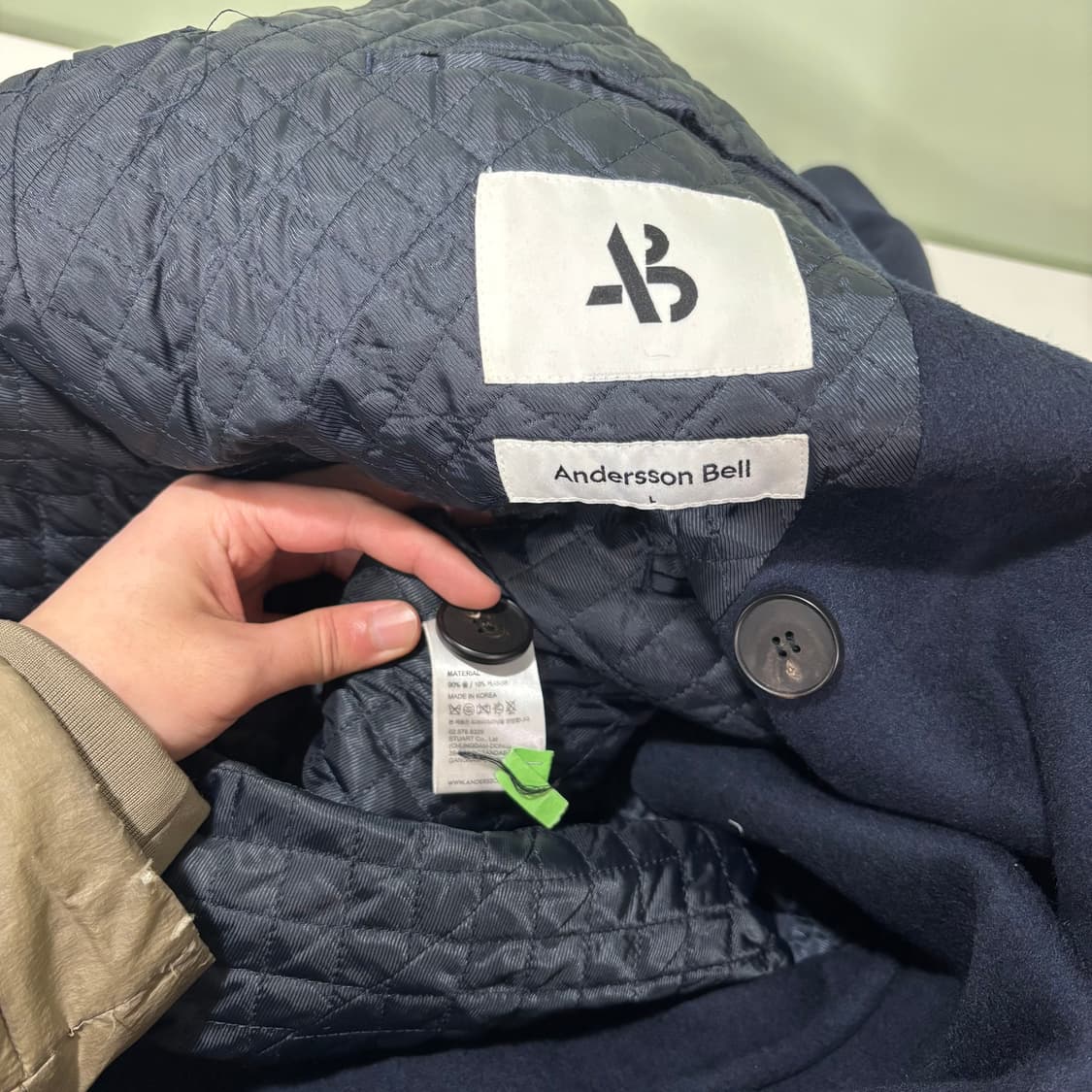 L 앤더슨벨 다크네이비 캐시미어블랜드 더블코트 상품이미지4