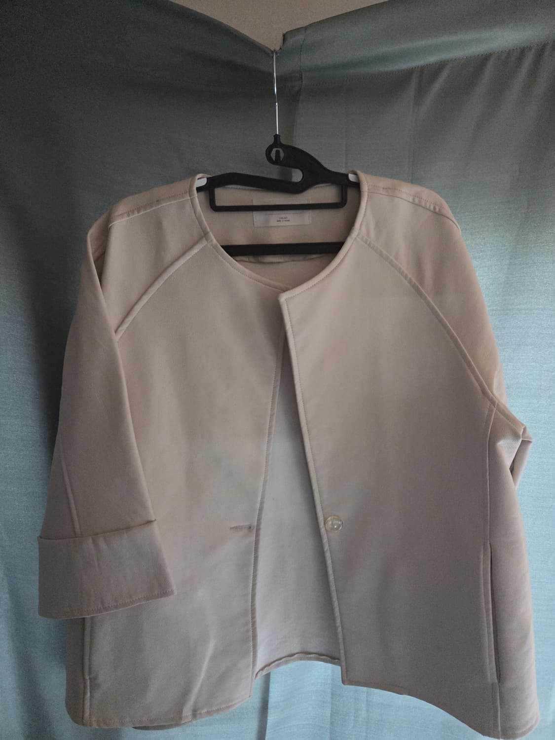 2만원 급처! 7부 고급 레더 자켓 아이보리 메이드인코리아 상품이미지1