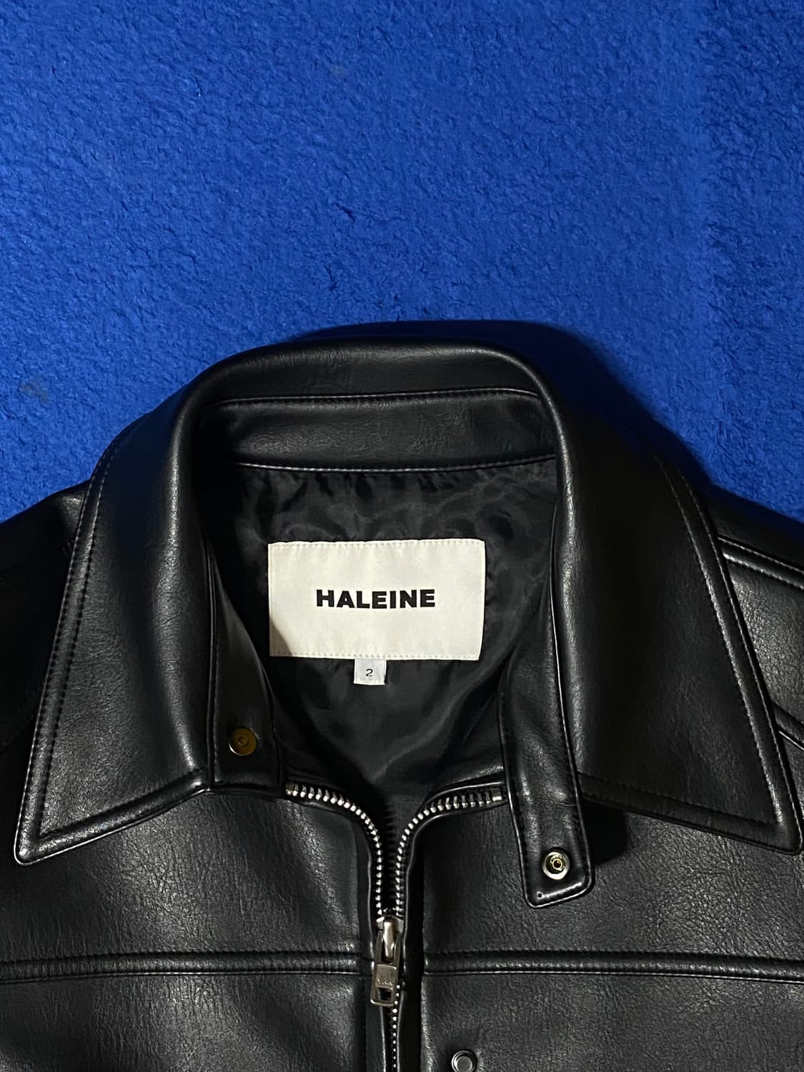 Haleine 알렌느 패치드 3D 포우 레더 레이싱 자켓 블랙 2 상품이미지2