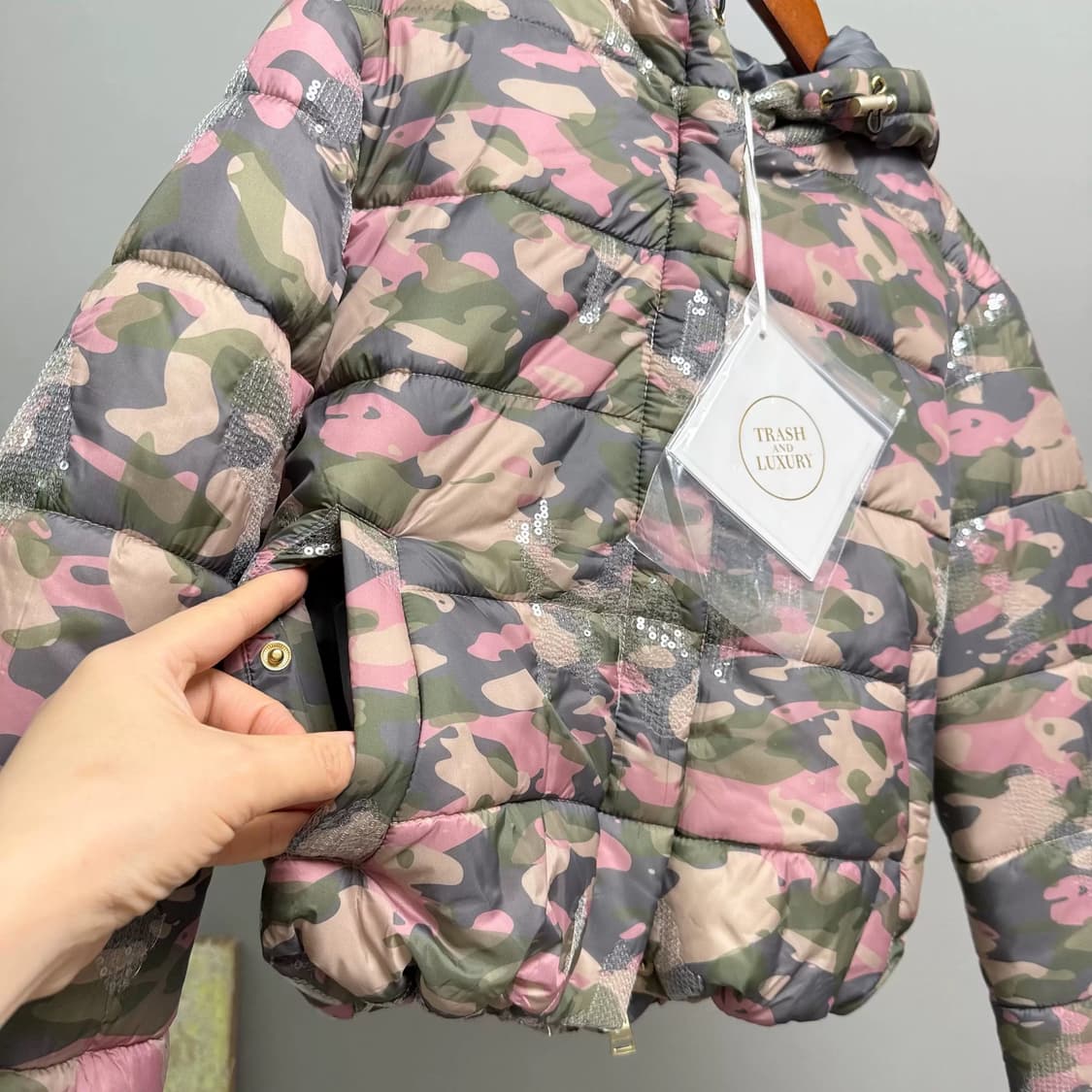 핑크 카모 패딩 자켓 상품이미지4