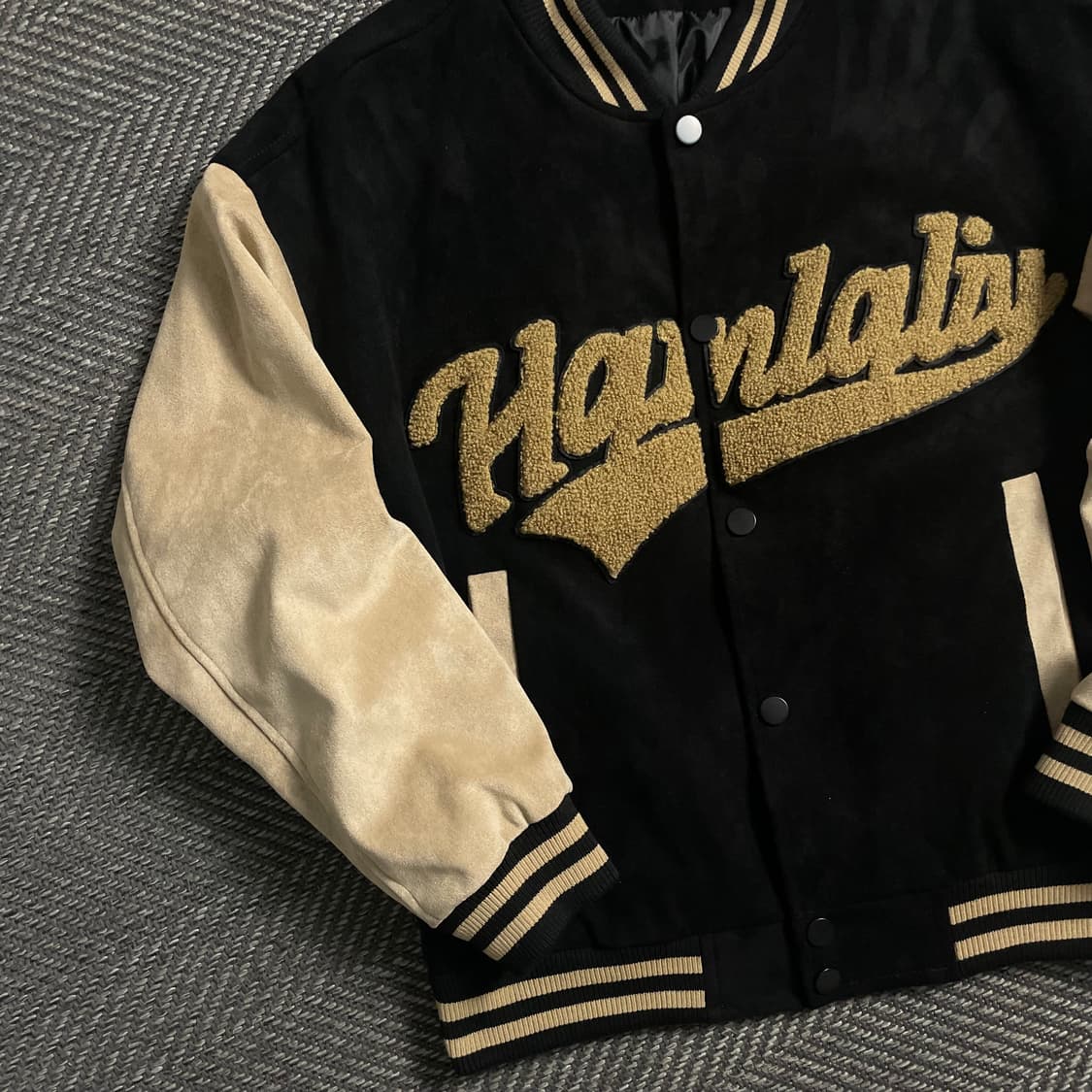 빈티지 Hanralis 빅로고 스웨이드 스타디움 바시티 자켓o 4971 상품이미지3
