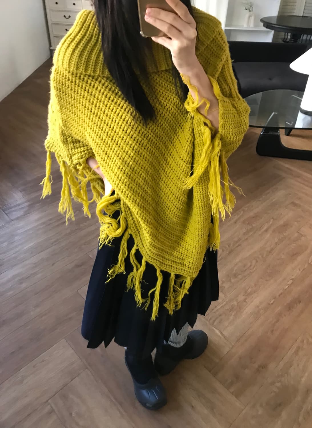 vintage navy pleats skirt 상품이미지3