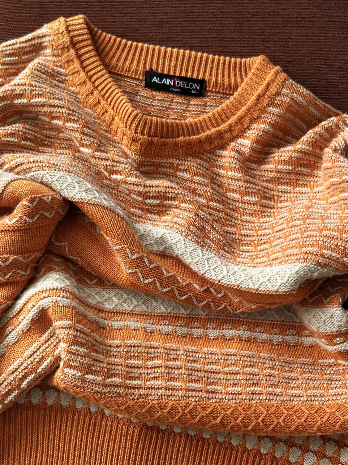 Multi patterned stitch crew neck knit 상품이미지1