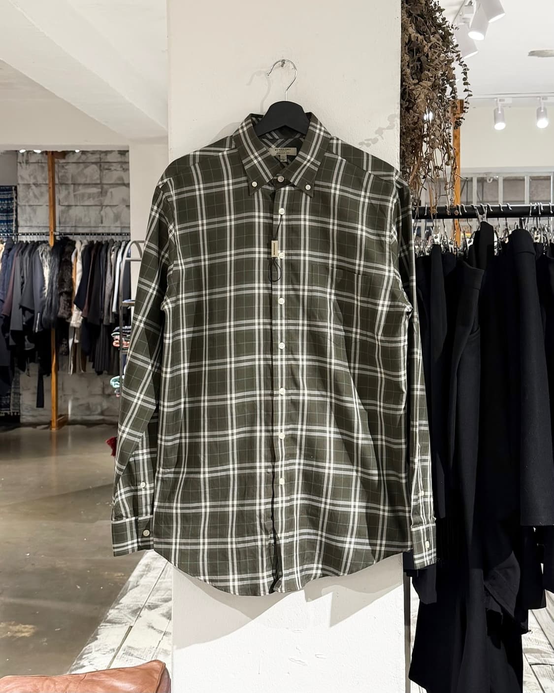 버버리 카키 플래드 버튼다운 코튼 셔츠 상품이미지1