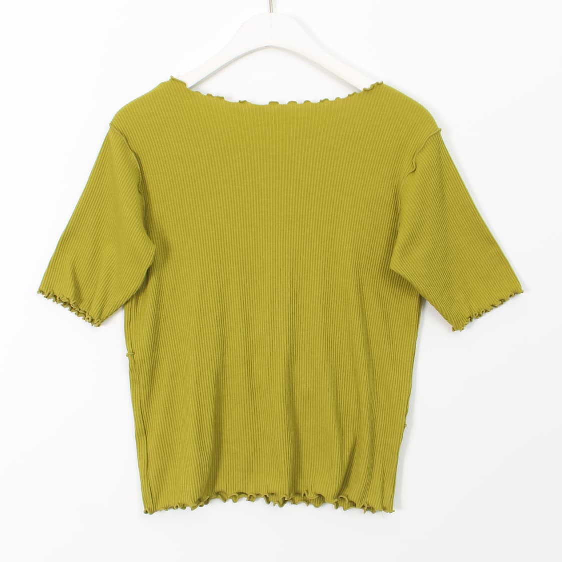 일본 빈티지 라임 골지 자수 반팔 니트 티셔츠 상품이미지4