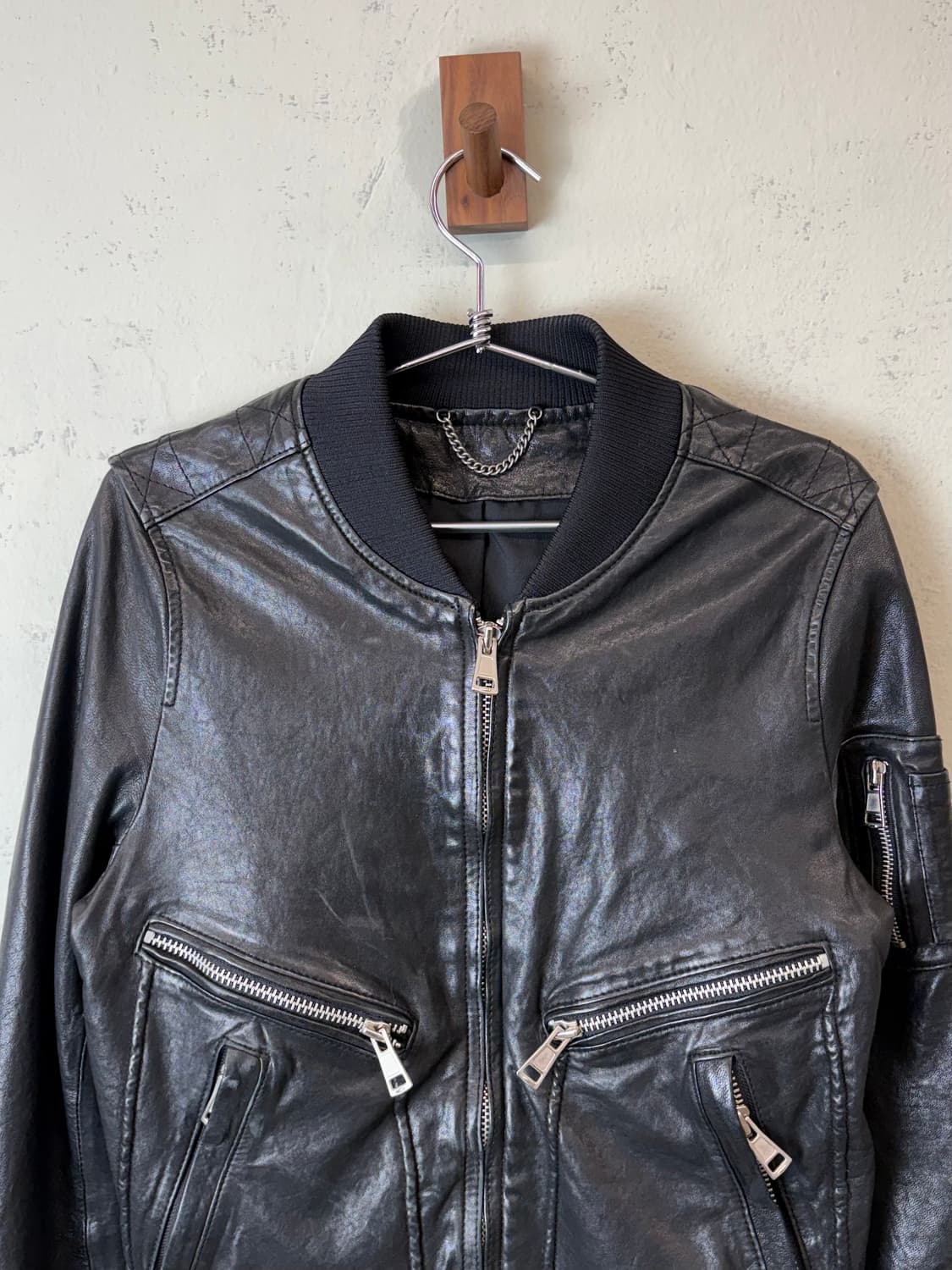 빈티지 y2k 블랙 레더 블루종 자켓 상품이미지5