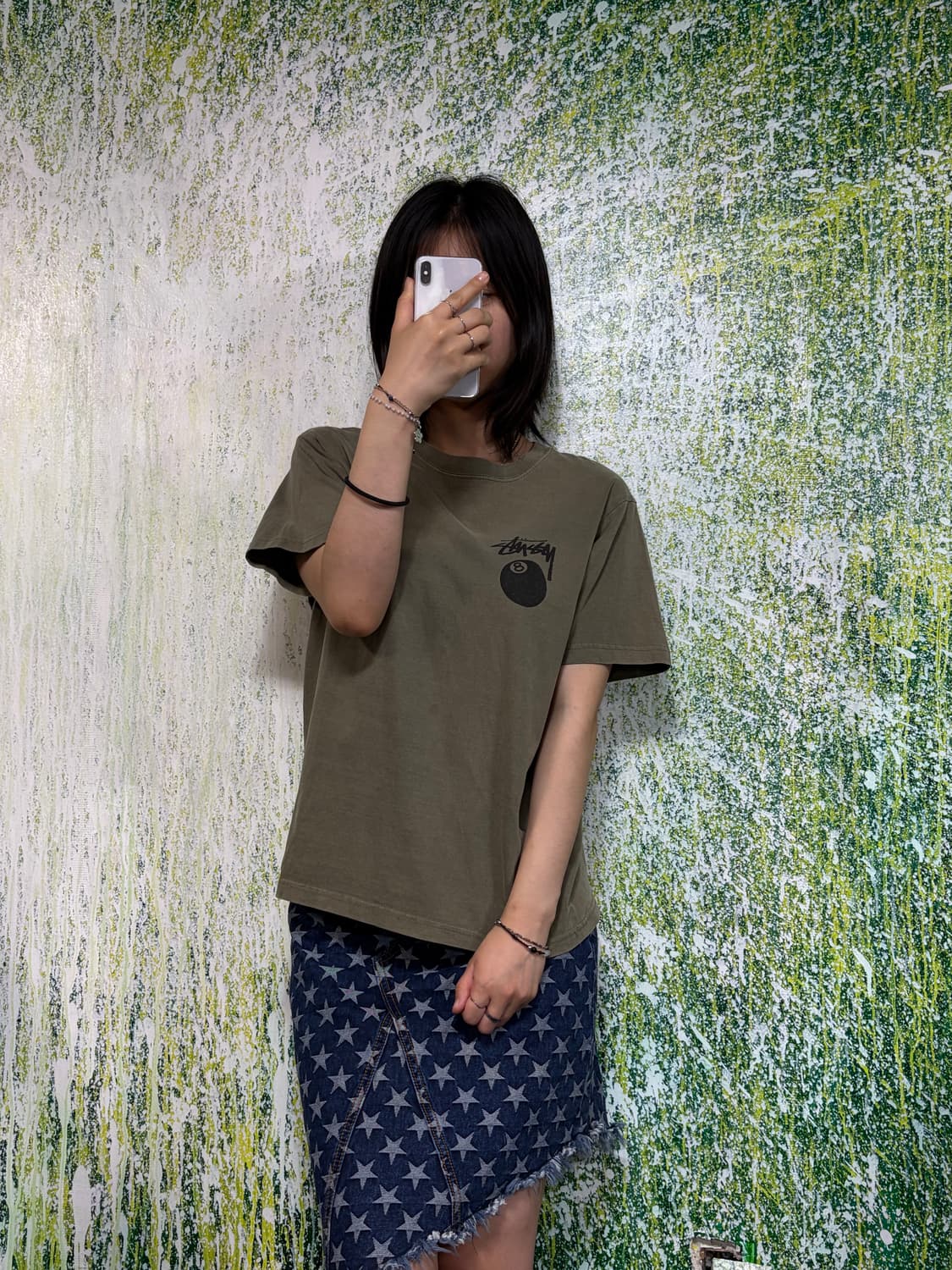 스투시 8볼 반팔 티셔츠 카키 반팔티 S  상품이미지4