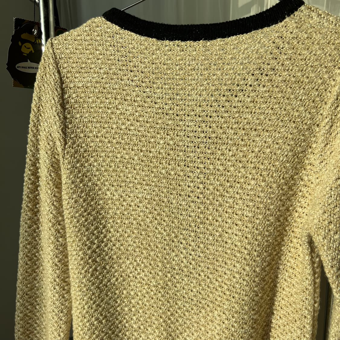 ROPE 라이트옐로우 트위드 진주버튼 부클레 가디건 M 상품이미지5