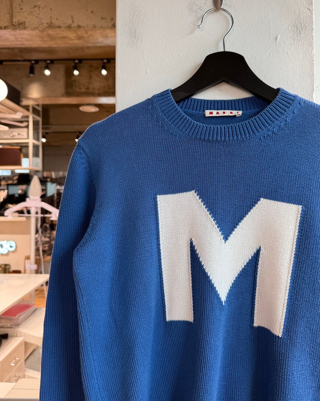 마르니 블루 M로고 코튼 라운드 니트  상품이미지4