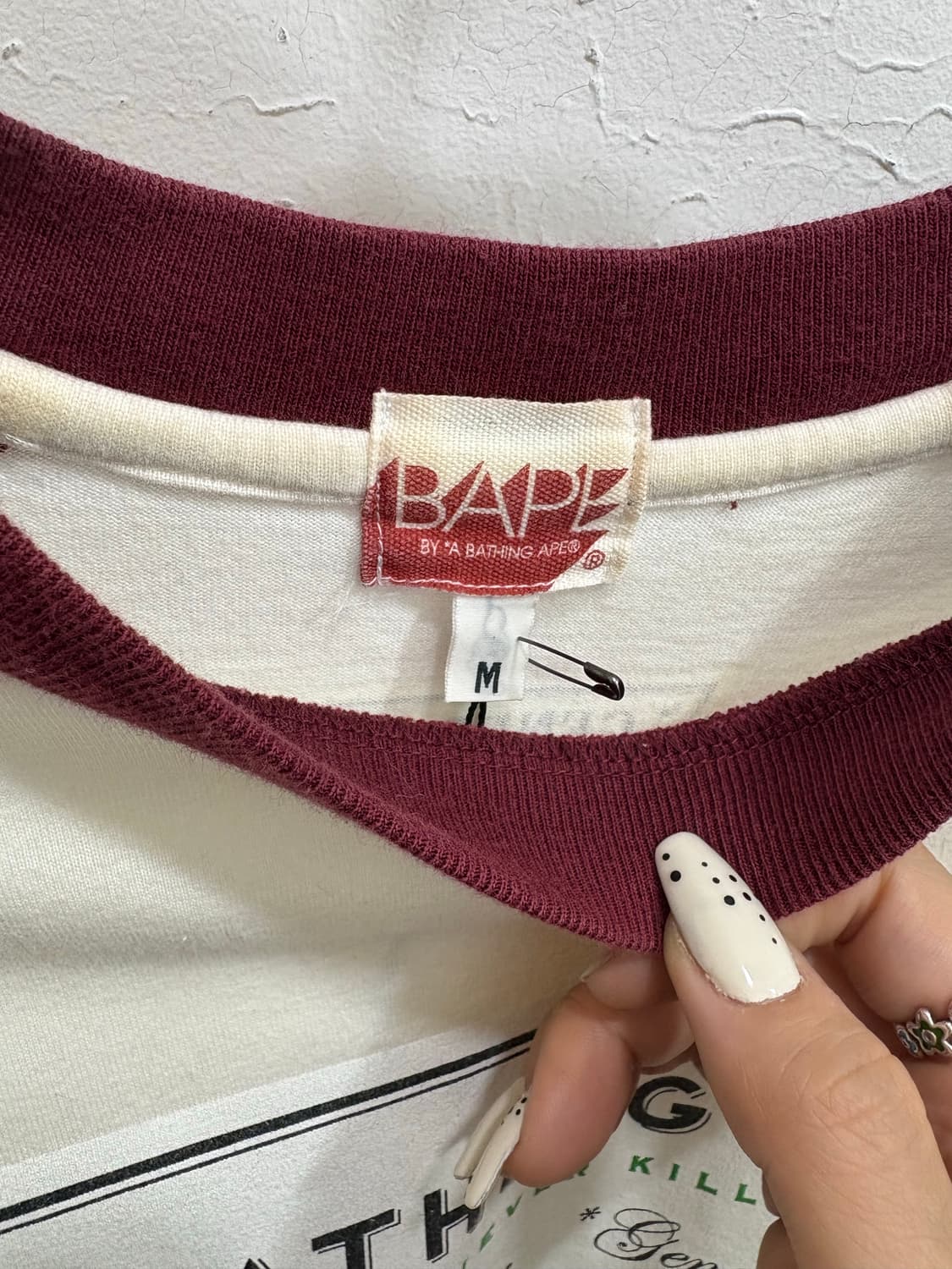 Bape 베이프 버건디 나그랑 7부 롱슬리브 상품이미지5