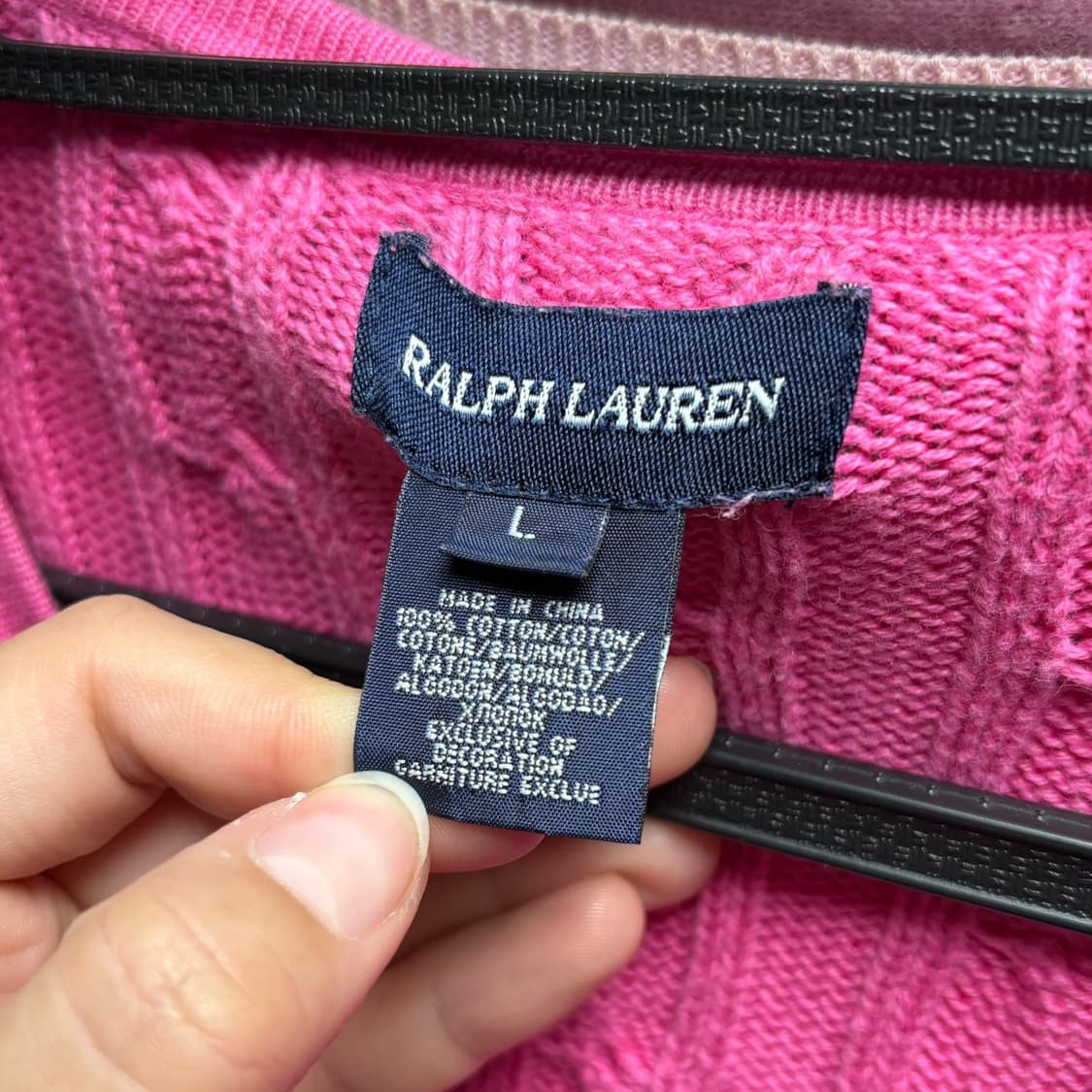 3673 랄프로렌 폴로 핑크 꽈베기 리본 니트가디건 상품이미지4