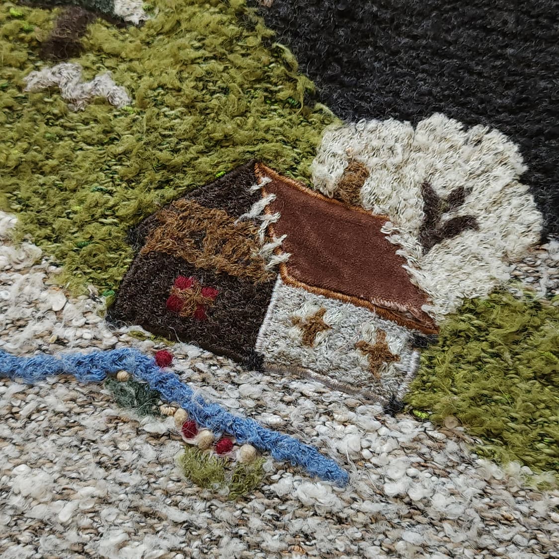 90s 프렌치 핸드메이드 울 니트 컨트리 자수 반집업 니트 L 상품이미지7