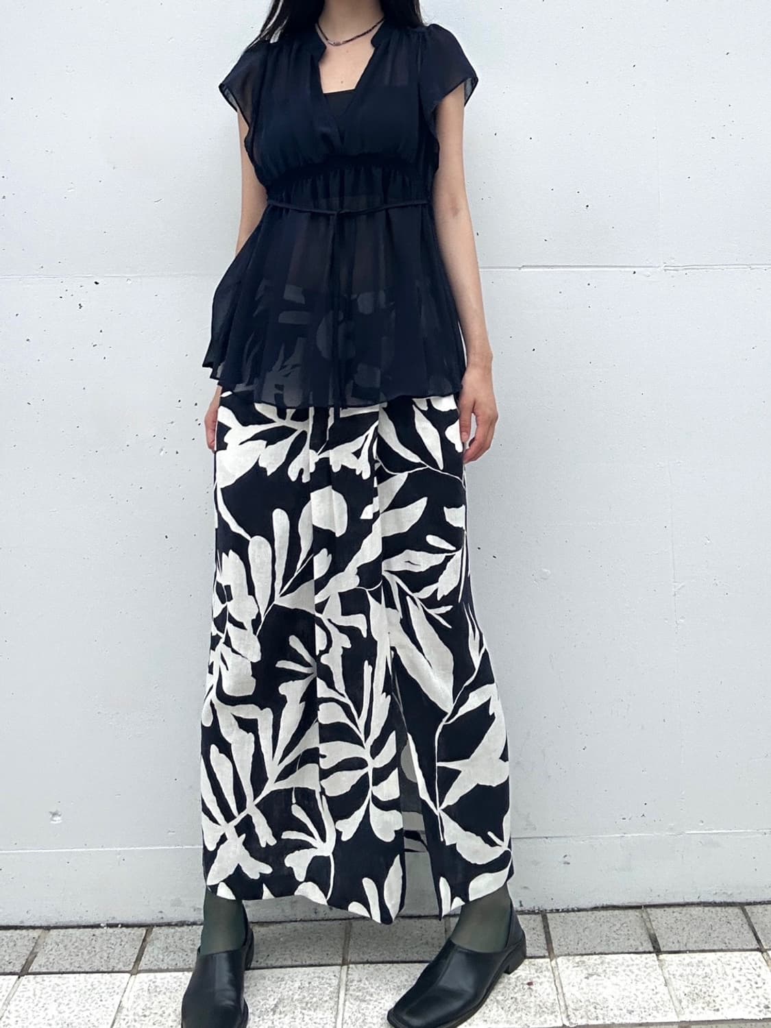Sheer mini fly sleeveless / black 상품이미지5
