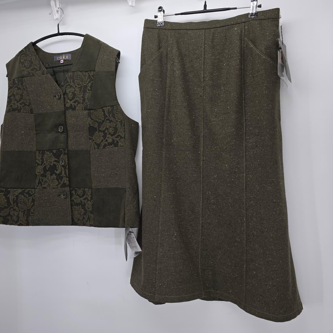 일본 빈티지 울 혼방 셋업 (베스트 + 스커트) L 상품이미지5