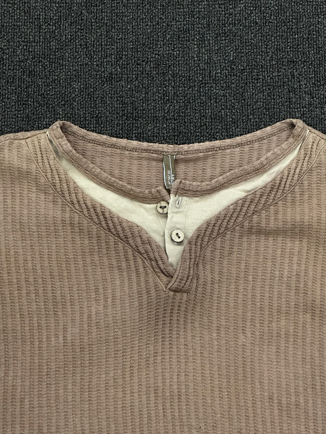 L)Japanese vintage 레이어드 와플 헨리넥 롱슬리브 상품이미지2