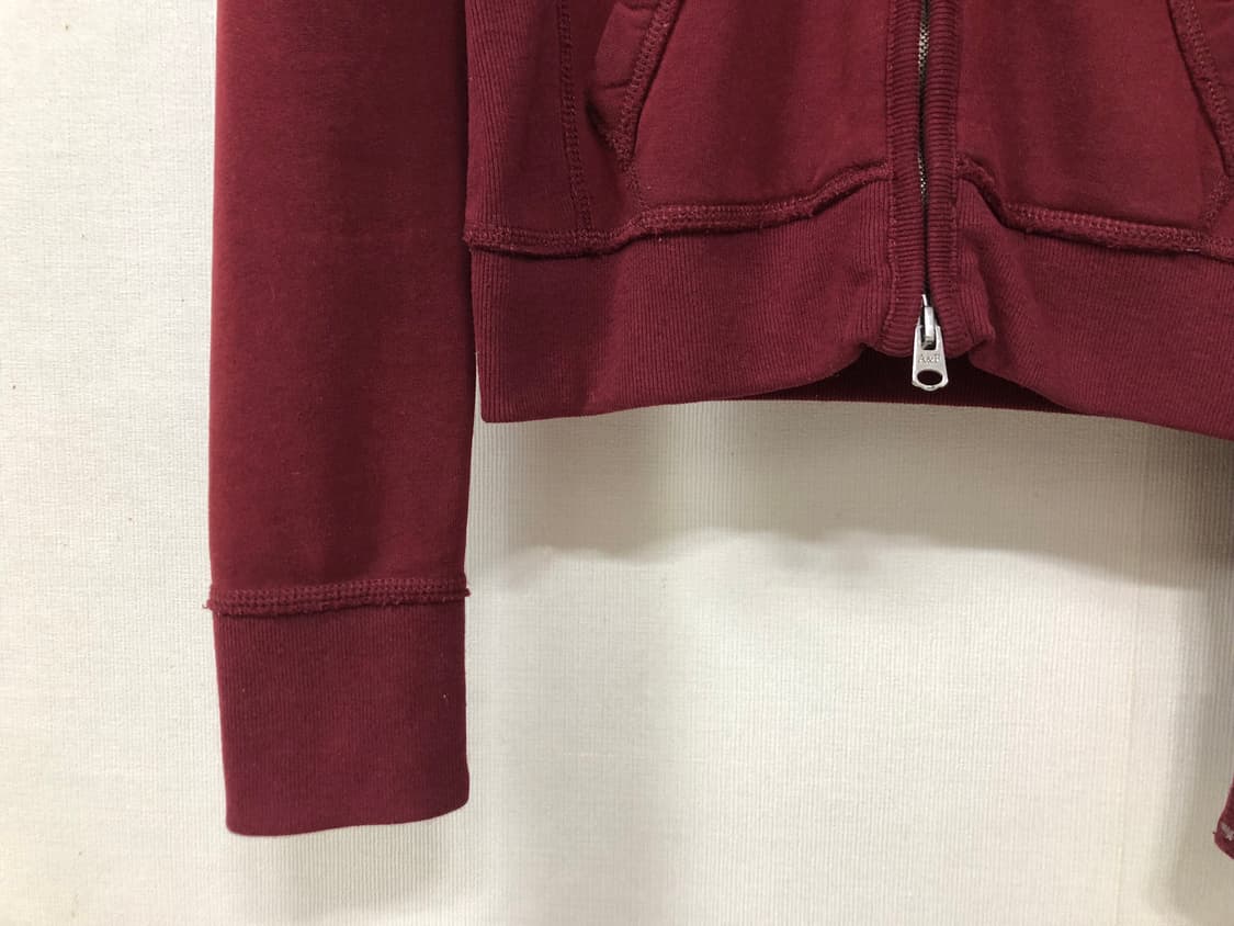 아베크롬비 여성 슬림 딱붙핏 기모 후드집업 _ 버건디 상품이미지3