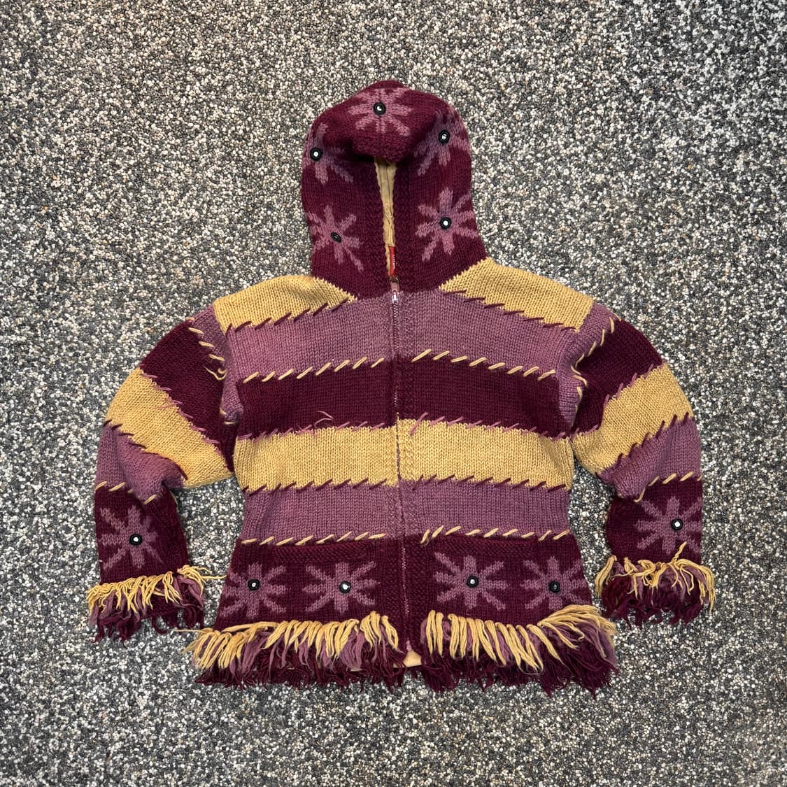 네팔 핸드메이드 퓨어울 히피 가디건 (M)  상품이미지1