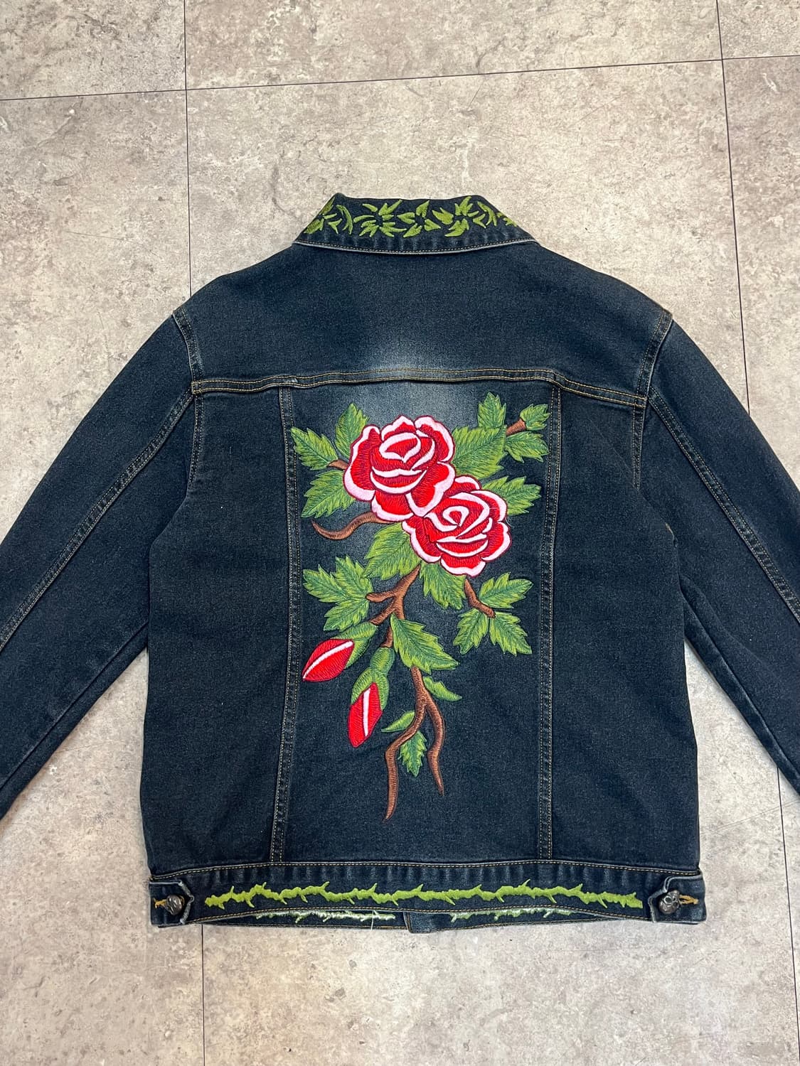 빈티지 플라워 자수 데님 자켓 XL #csz3170 상품이미지7