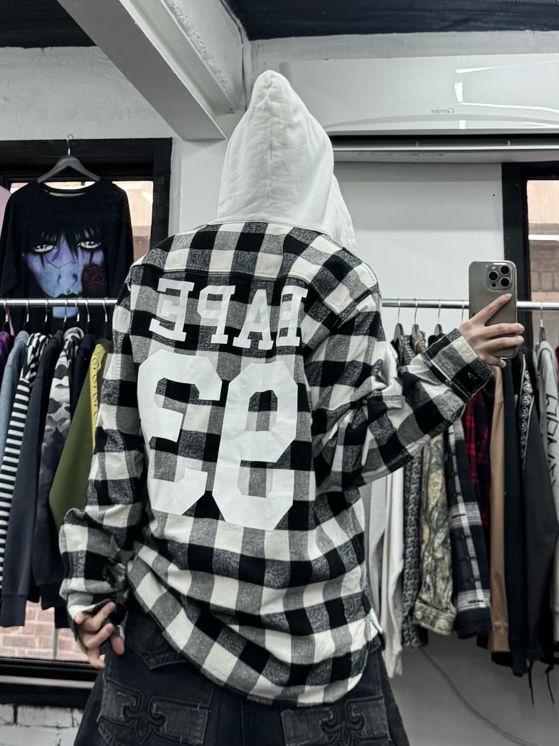 베이프 체크패턴 후드 셔츠 상품이미지7