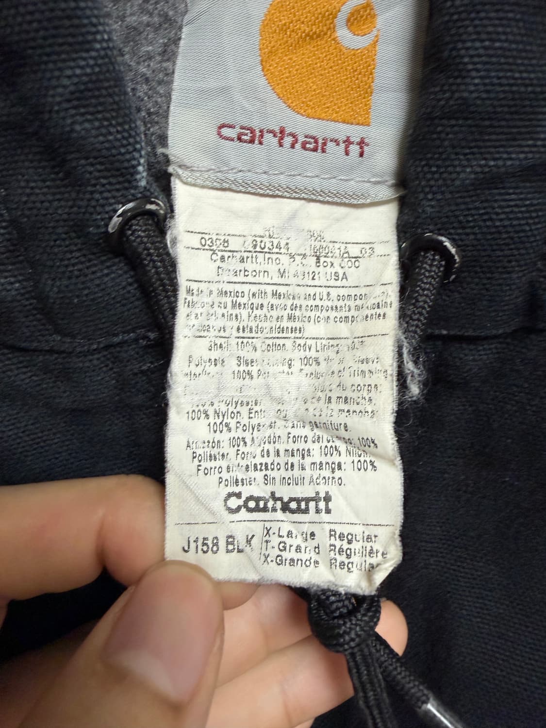 칼하트 j158 carhartt 덕 액티브 후디 자켓 블랙 XL 상품이미지3