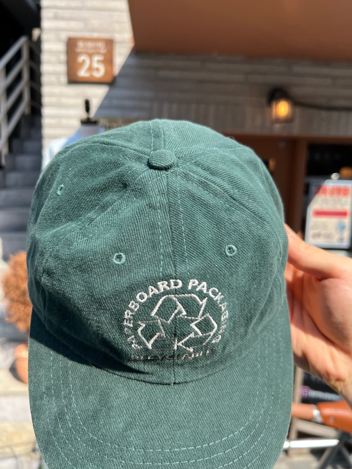 90's Made in USA RECYCLABLE 로고 그린 볼캡 상품이미지2