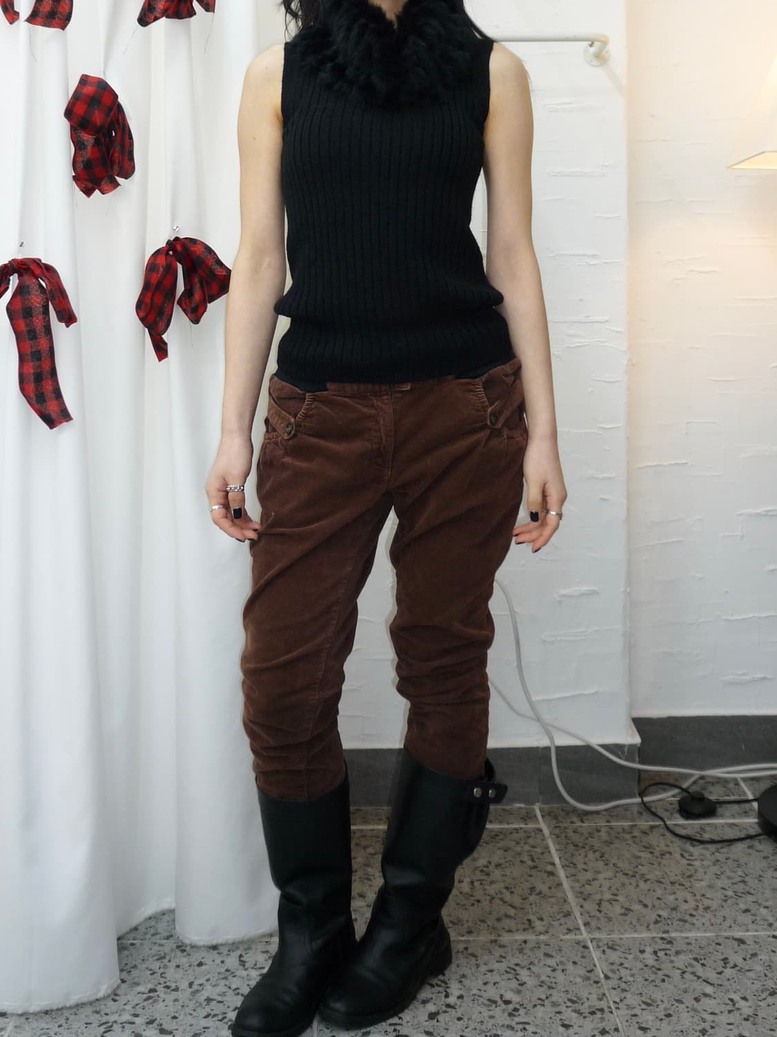 fur black knit sleeveless 상품이미지2