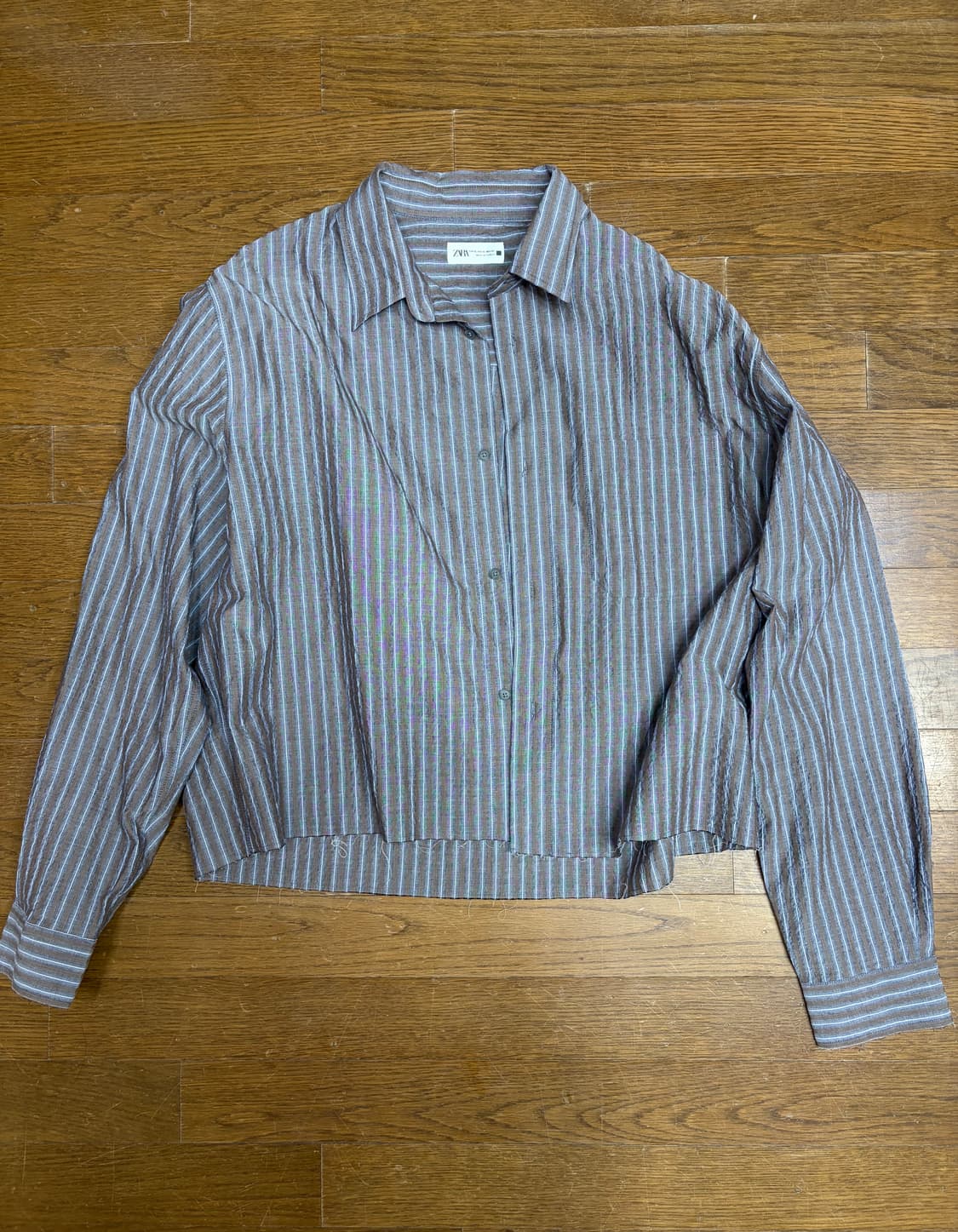 자라 스트라이프 크롭 셔츠 상품이미지1