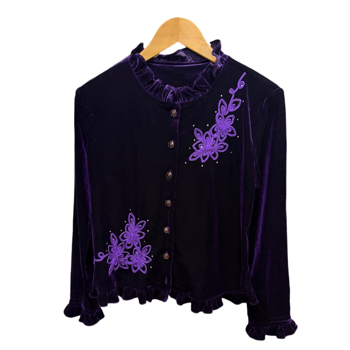 빈티지 벨벳 꽃자수 퍼플 블라우스 상품이미지6