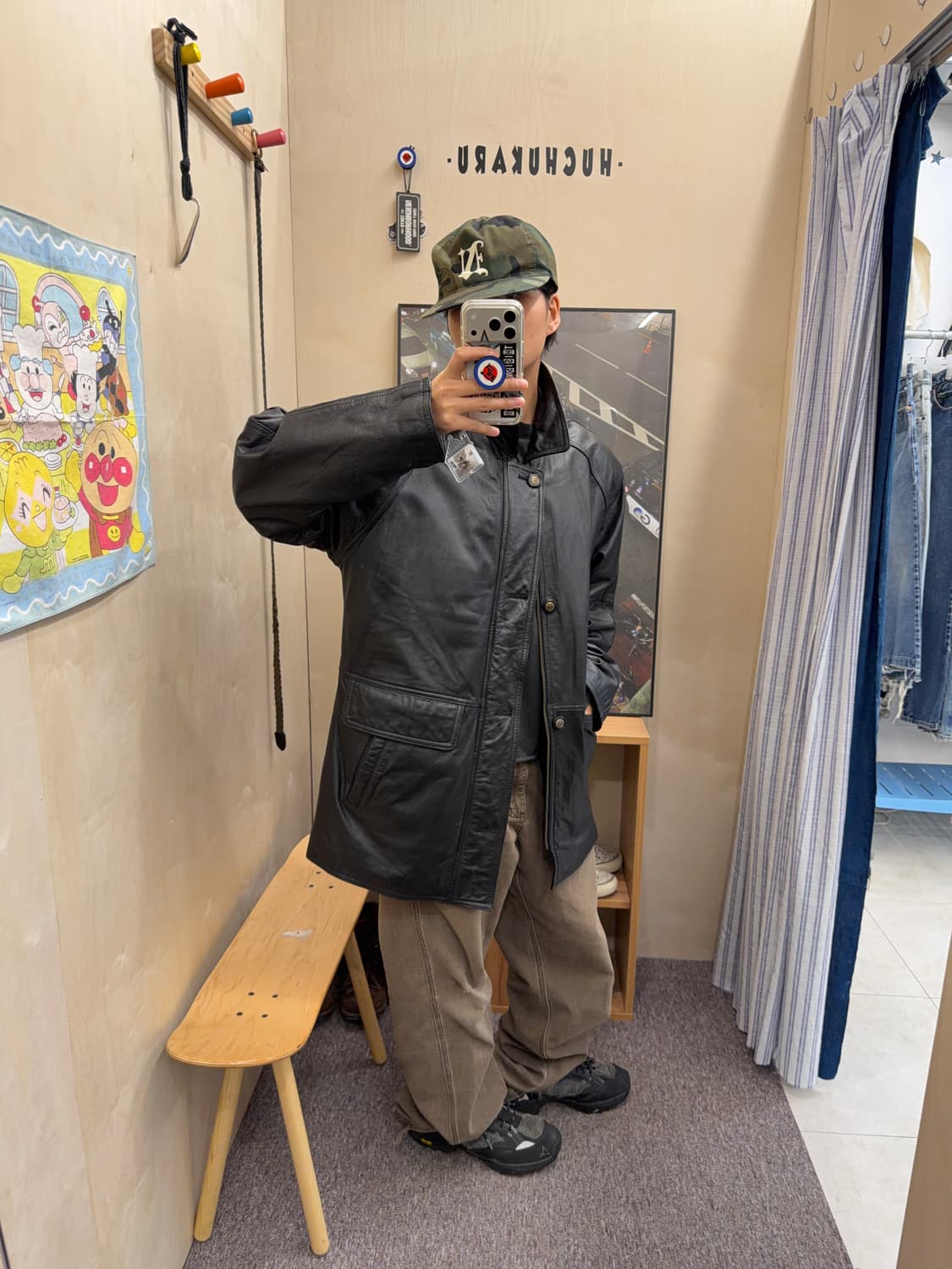 Vtg leather car coat 상품이미지7