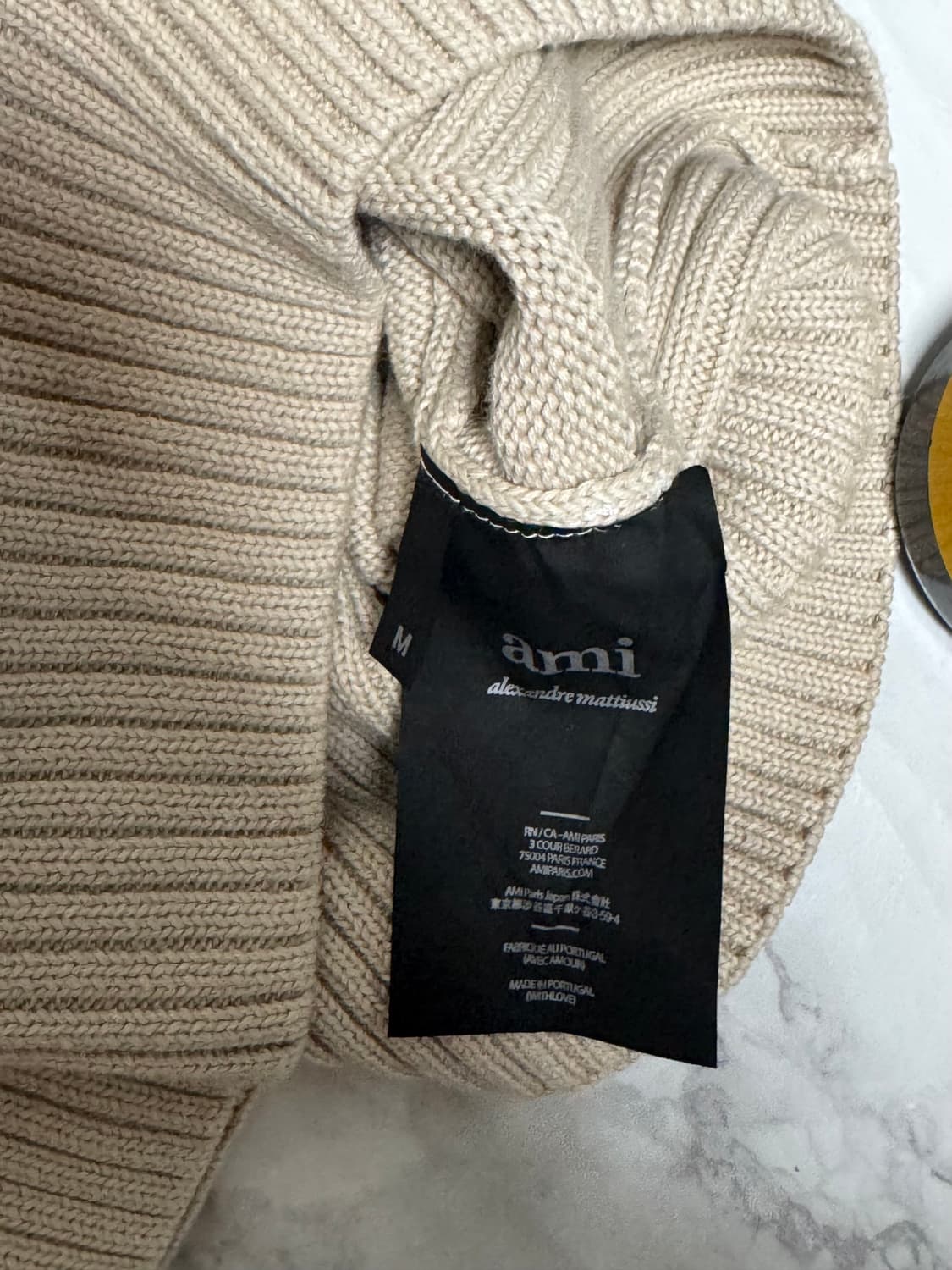 아미 니트 하트로고 체인스티치 베이지 상품이미지6
