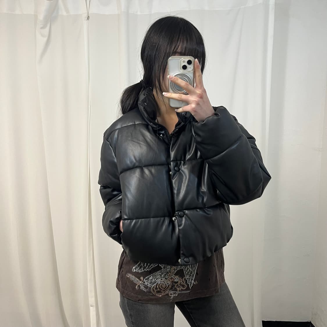 ZARA Leather Padding Jacket 상품이미지1