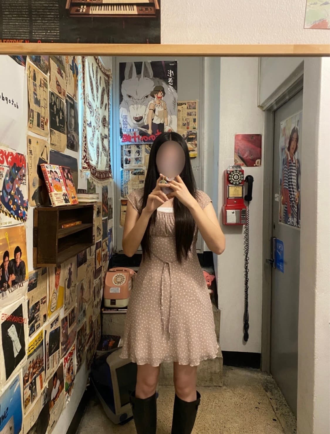 빈티지 인디핑크 도트 프릴 땡땡이 반팔원피스 상품이미지1
