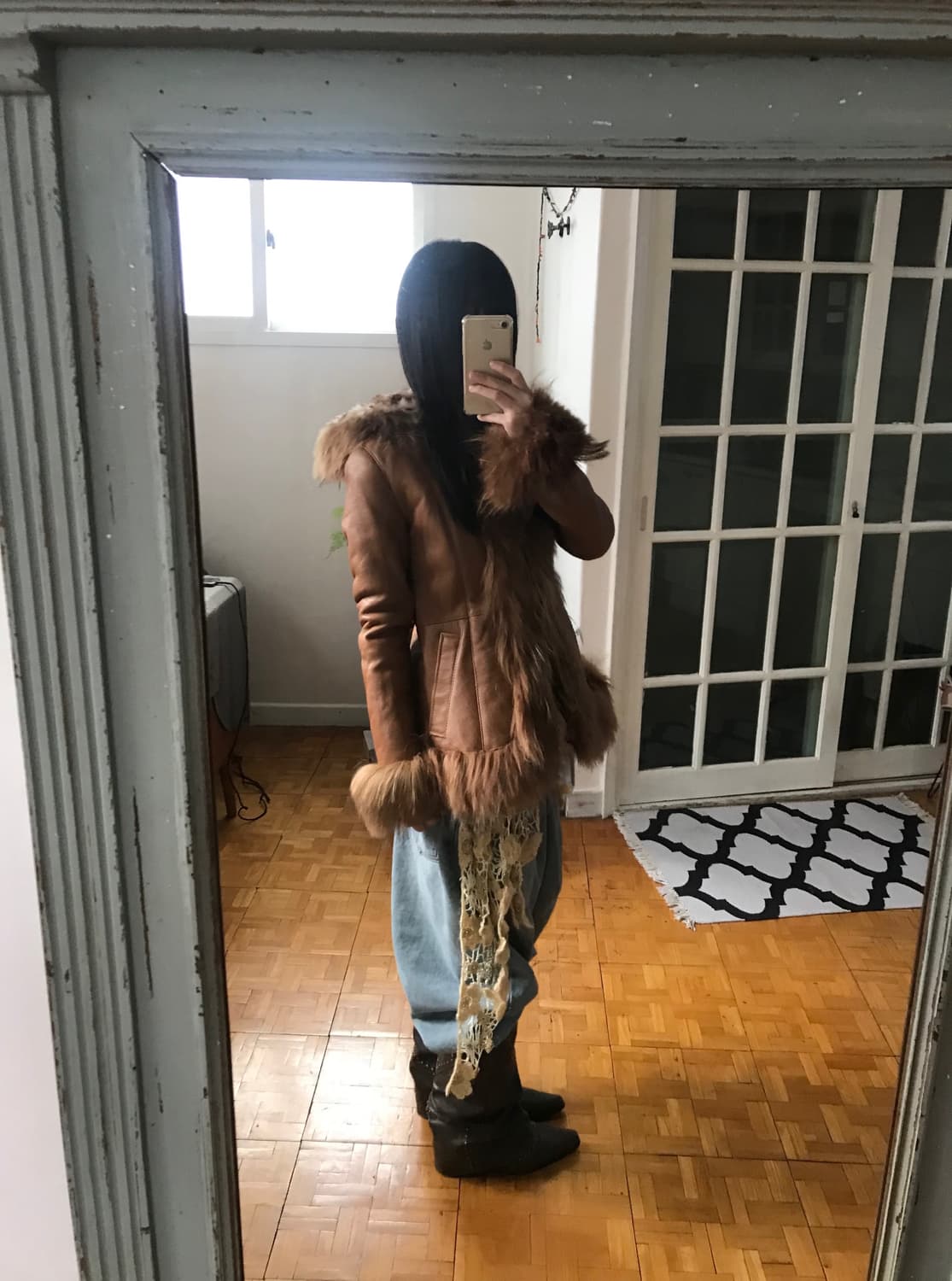 vintage leather hood fur jacket 상품이미지2