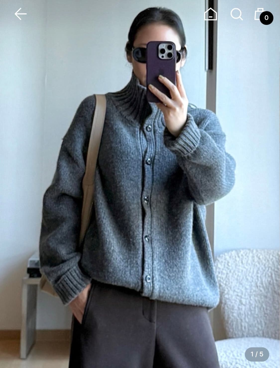 시야쥬 하이넥 니트 가디건 상품이미지7