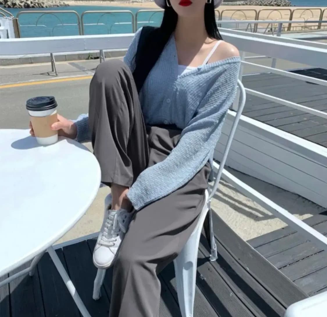 [S]룩넌 하이웨스트 차콜모카 슬랙스 팬츠 상품이미지4